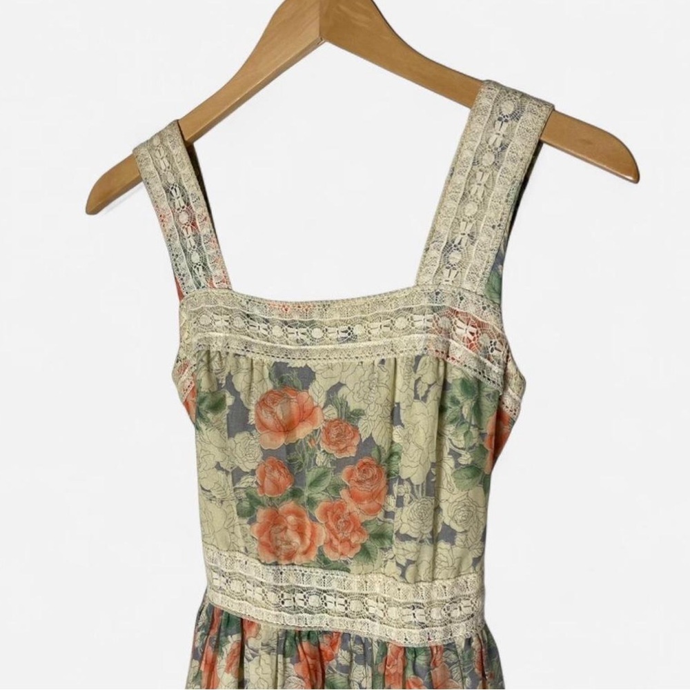 vintage ACT I 1970s square neck tiered floral maxi prairie cottagecore dress XS - Picture 4 of 9